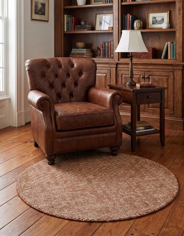 Cocoa Bean Brown Hand Woven Jill Zarin English Manor Wool Round Rug