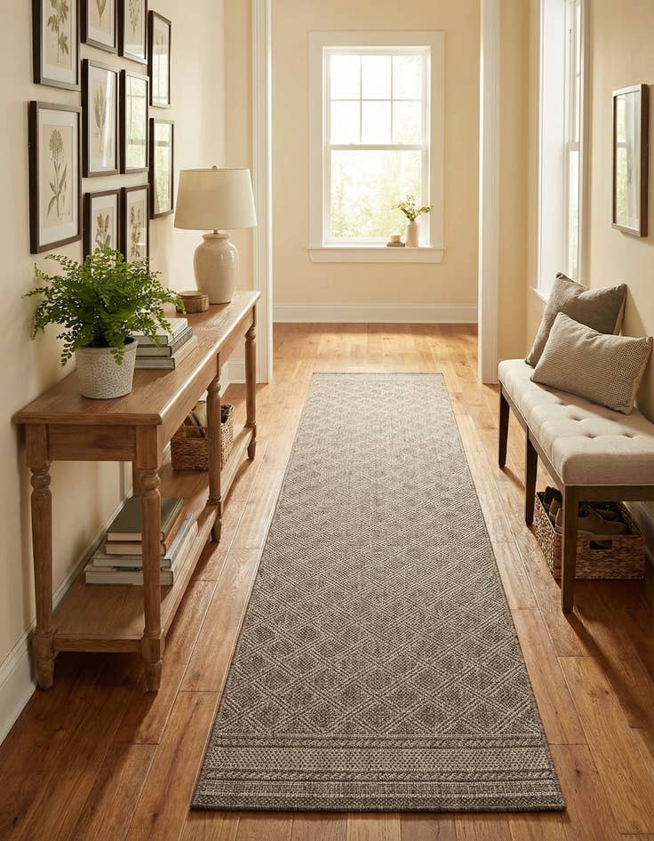 Detail image of 2' 7 x 12' Easy-Clean Trellis Indoor / Outdoor Runner Rug