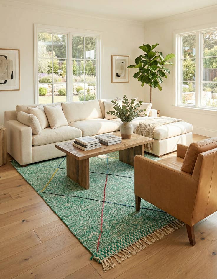 Detail image of 6' 6 x 9' 6  Hand Knotted Moroccan Wool Rug