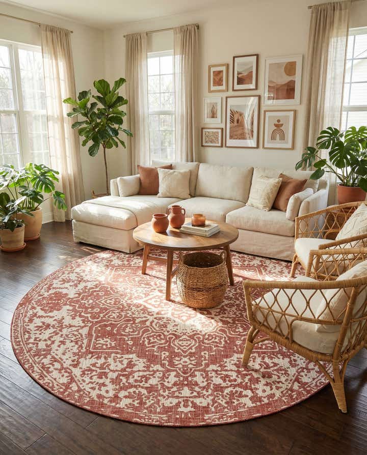 10' 8 x 10' 8 Easy-Clean Jill Zarin Dubai Indoor / Outdoor Round Rug