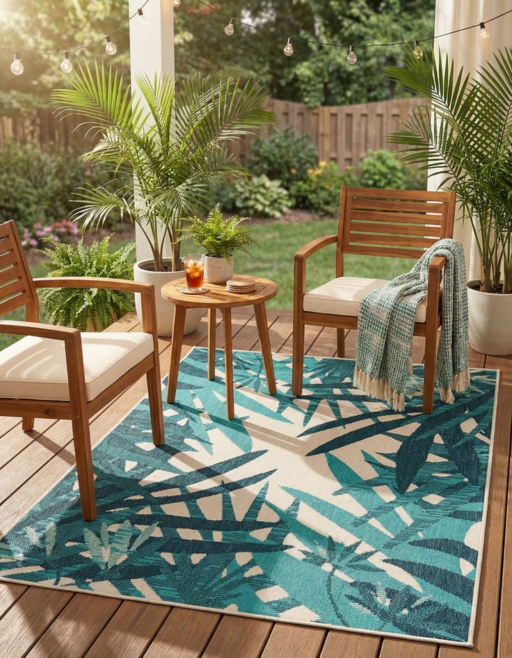 Detail image of 4' x 6'  Washable Botanical Indoor / Outdoor Rug