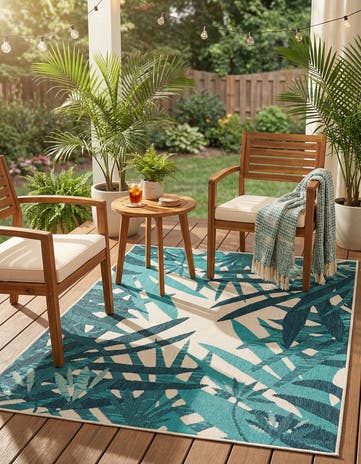 4' x 6' Easy-Clean Botanical Indoor / Outdoor Rug