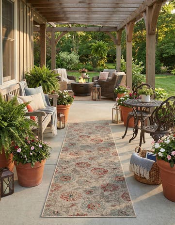 2' 7 x 12' Easy-Clean Botanical Indoor / Outdoor Runner Rug