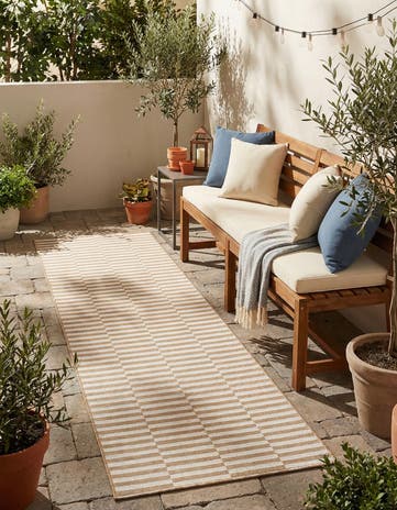 Taupe Easy-Clean Ribbon Indoor / Outdoor Runner Rug
