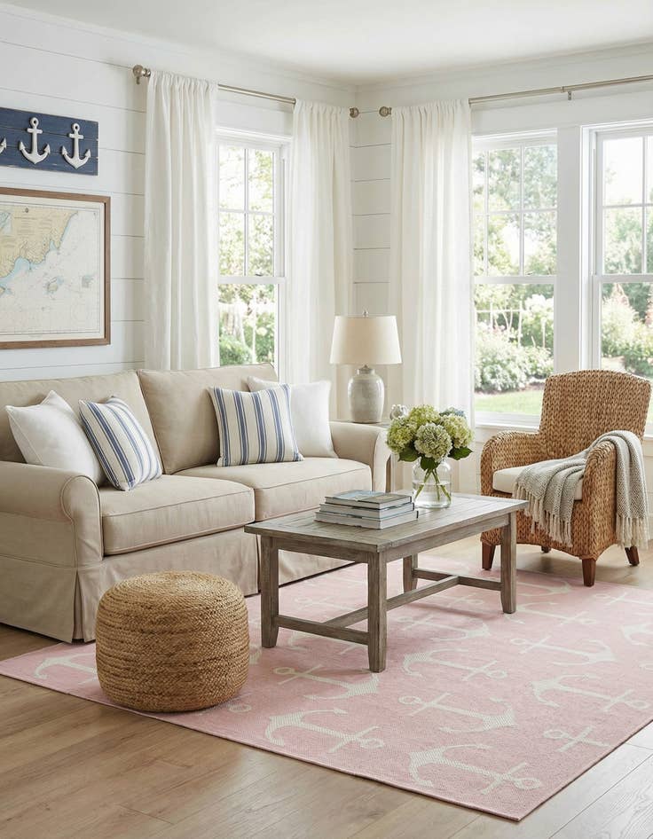 Detail image of 7' 10 x 7' 10  Washable Coastal Indoor / Outdoor Square Rug