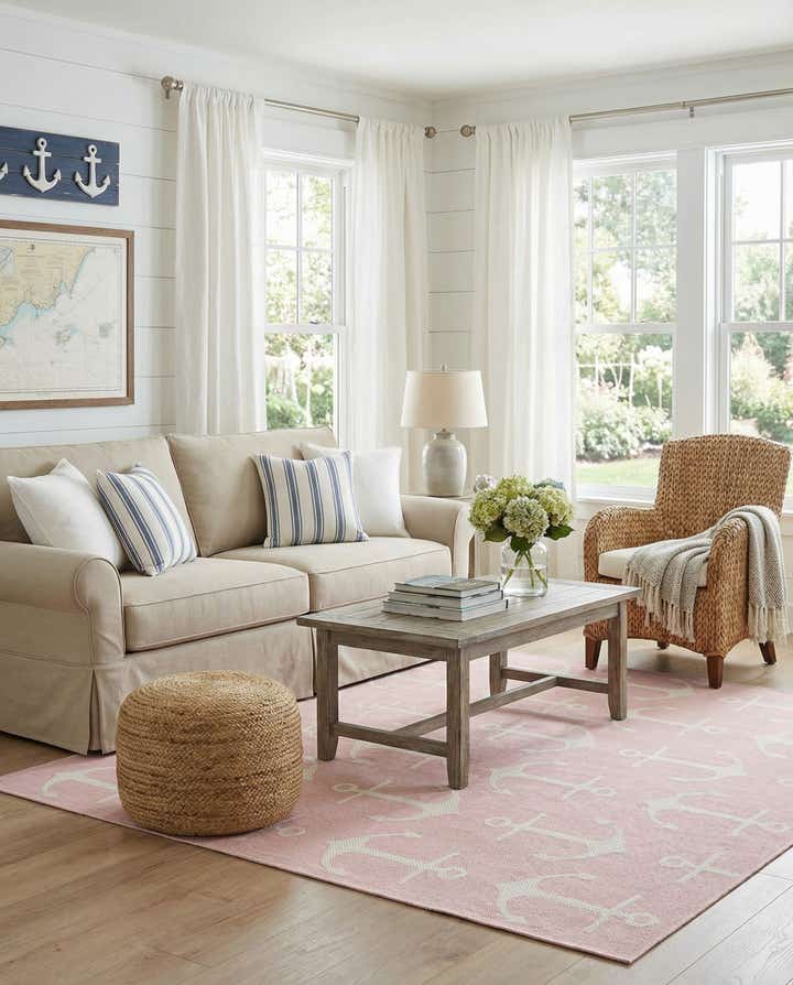 7' 10 x 7' 10 Easy-Clean Coastal Indoor / Outdoor Square Rug