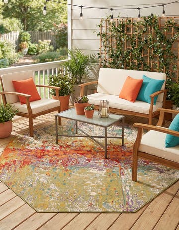 7' x 7' Easy-Clean Modern Indoor / Outdoor Octagon Rug