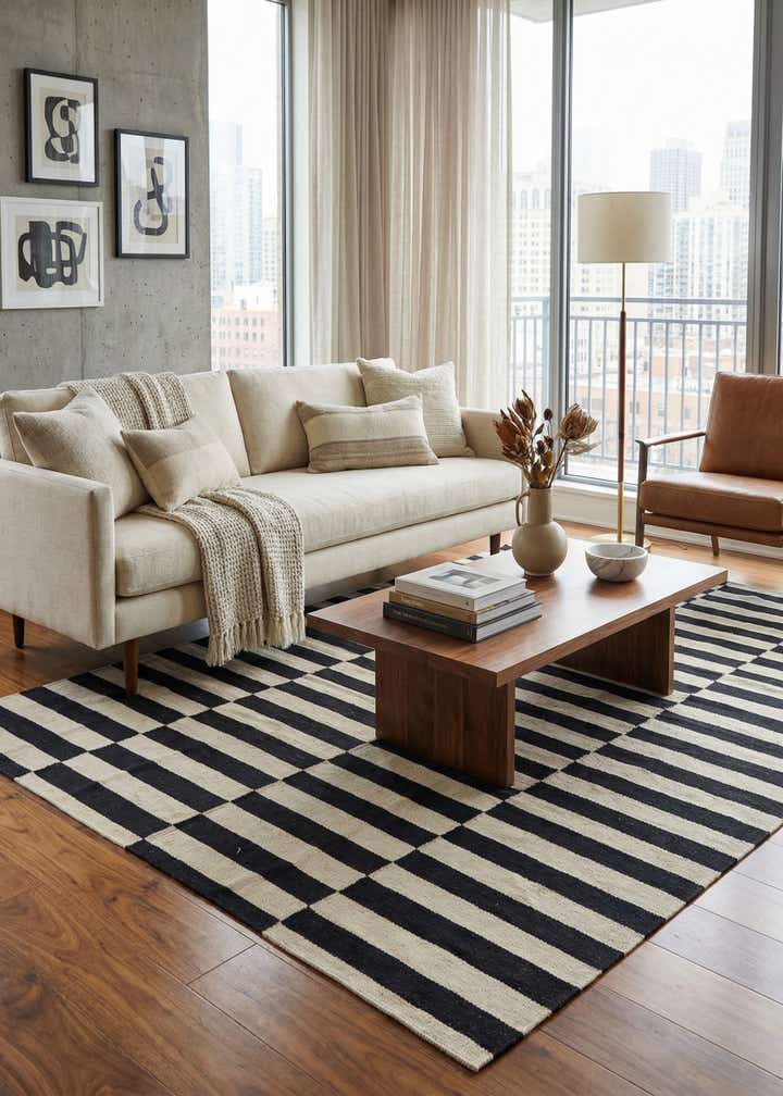 5' 8 x 8' 1 Hand Woven Kilim Modern Wool Rug