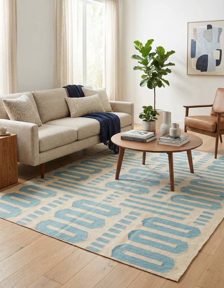 Detail image of 5' 3 x 6' 5  Hand Woven Kilim Modern Wool Rug