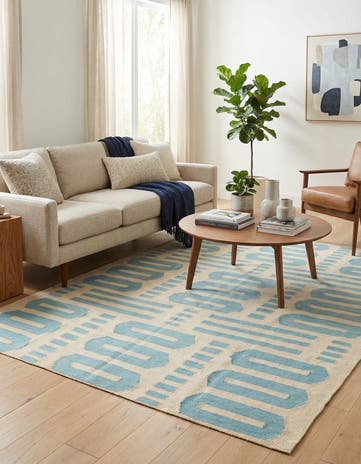 5' 3 x 6' 5 Hand Woven Kilim Modern Wool Rug