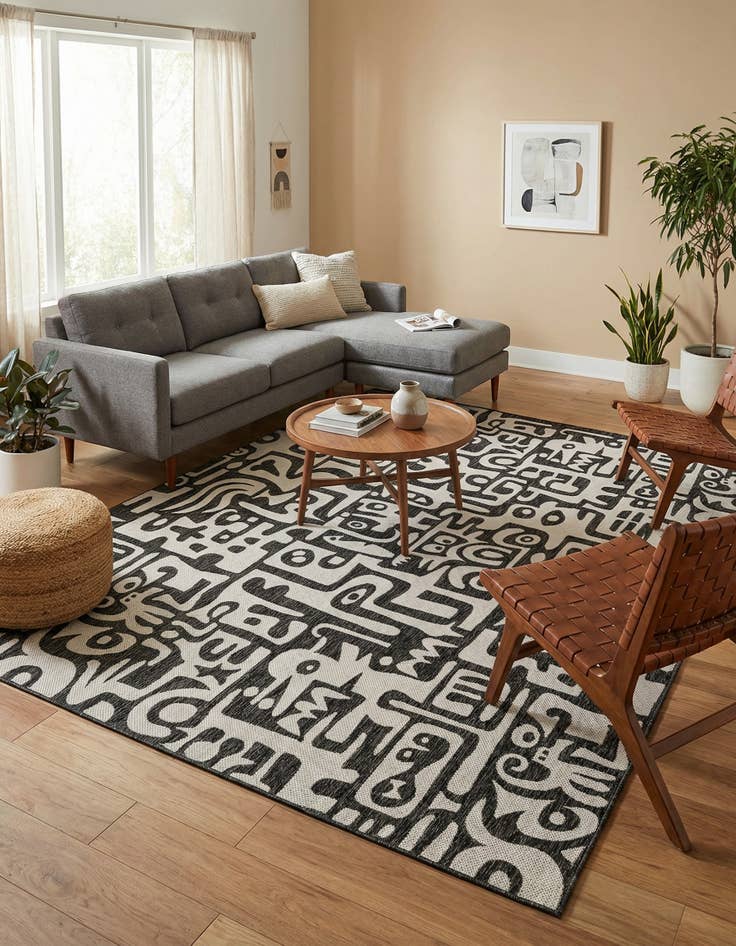 Detail image of  9' x 12'  Washable Modern Indoor / Outdoor Rug