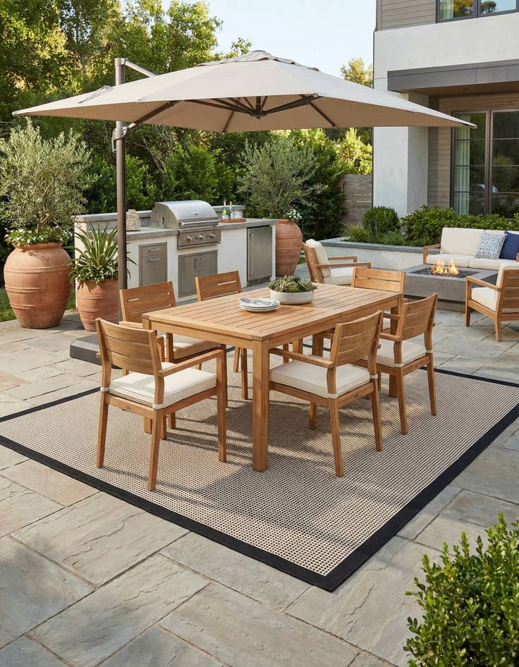 Detail image of 10' x 10'  Washable Border Indoor / Outdoor Square Rug