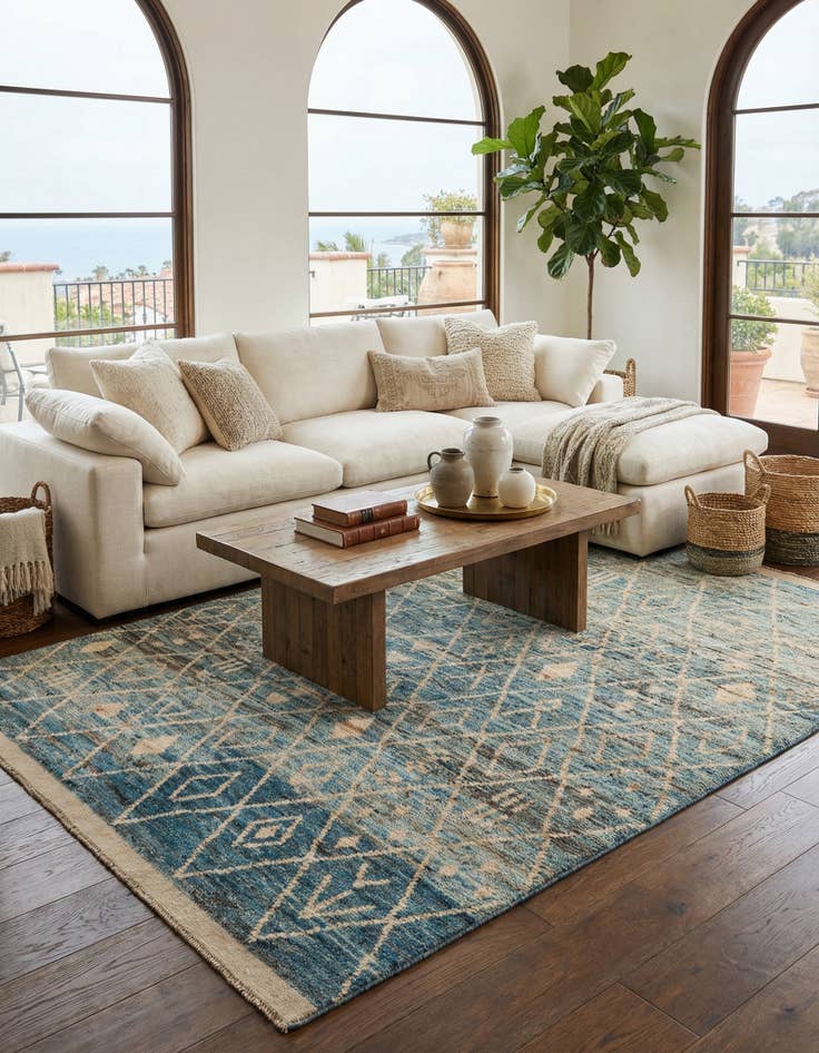 Detail image of  6' 6 x 9' 7  Hand Knotted Moroccan Wool Rug