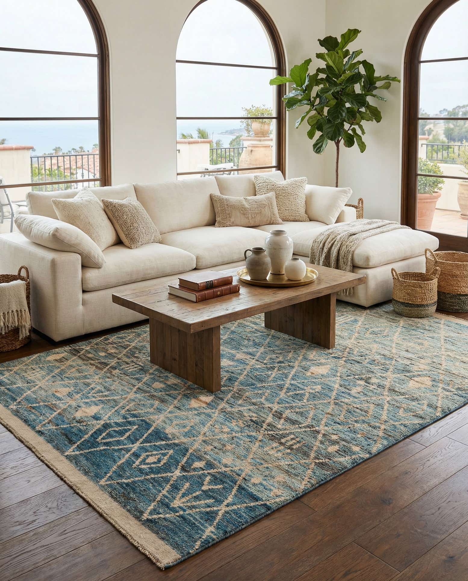 6' 6 x 9' 7 Hand Knotted Moroccan Wool Rug