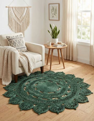 4' 1 x 4' 1 Handmade Braided Jute Round Rug