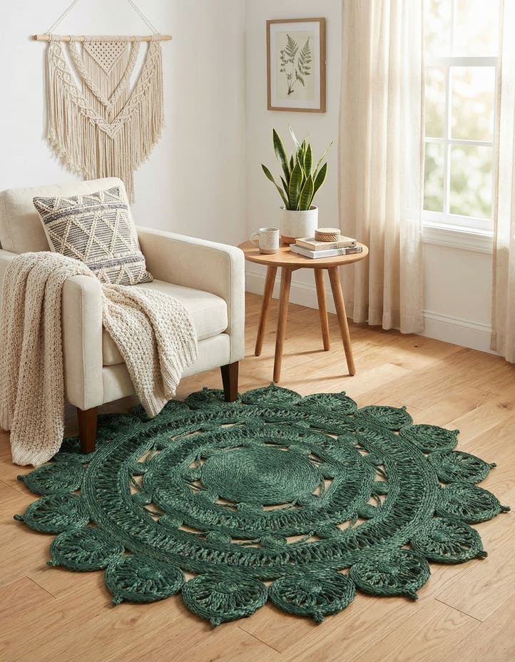4' 1 x 4' 1 Handmade Braided Jute Round Rug