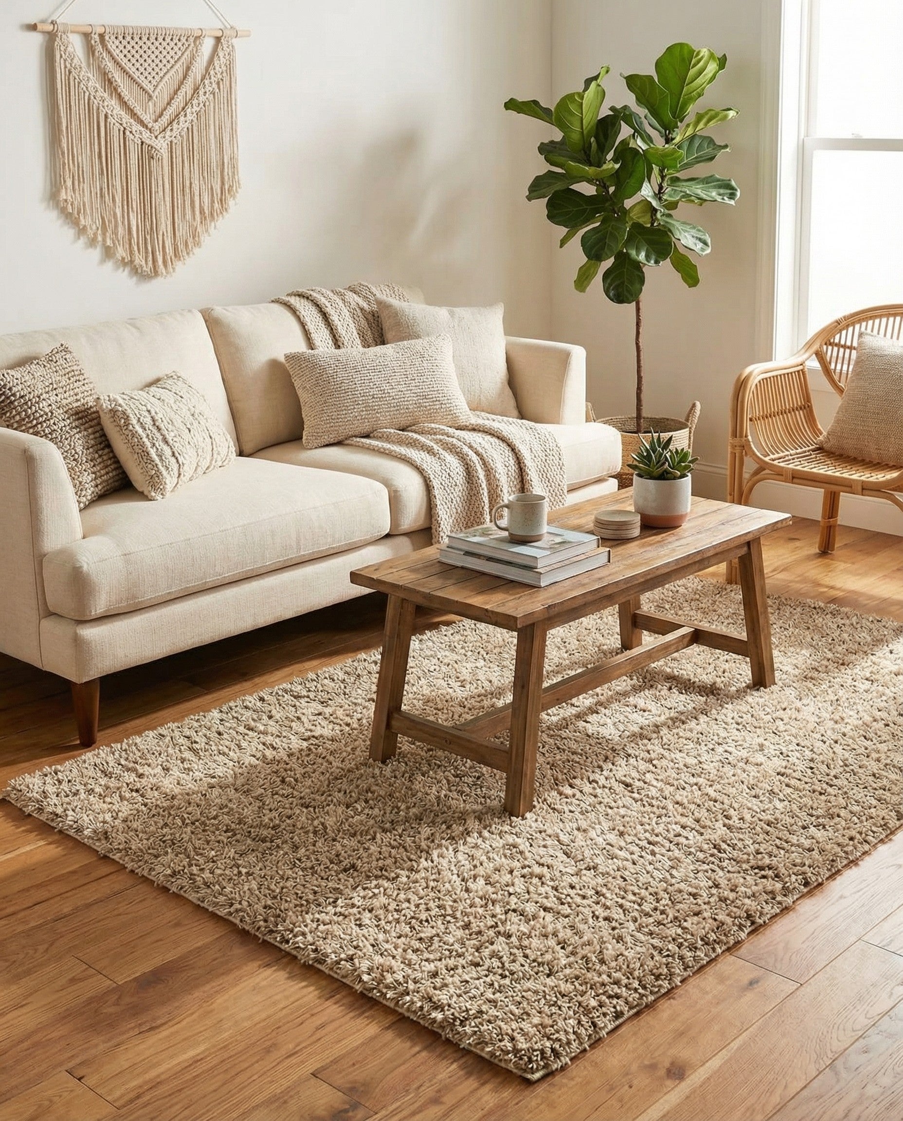  4' x 6' Comfort Solid Shag Rug