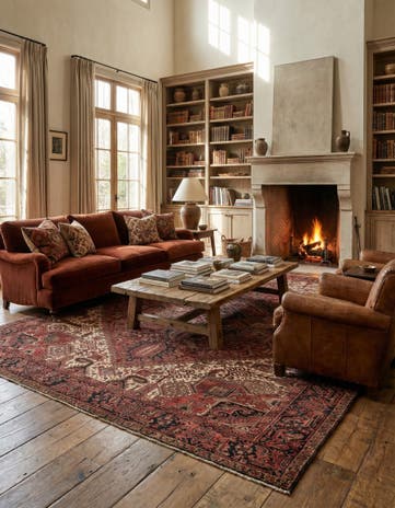 9' 7 x 11' 6 Hand Knotted Heriz Persian Wool Rug