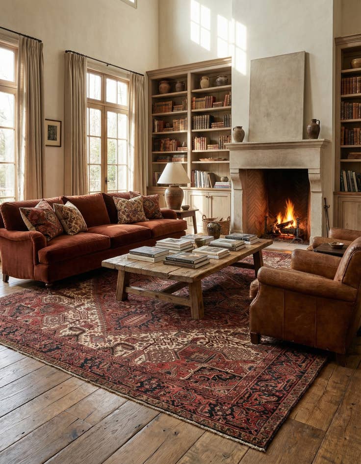 Detail image of 9' 7 x 11' 6 Hand Knotted Heriz Persian Wool Rug