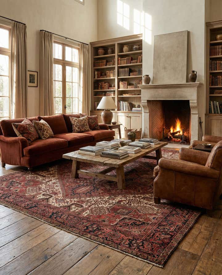 9' 7 x 11' 6 Hand Knotted Heriz Persian Wool Rug