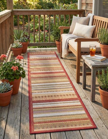 Burgundy Easy-Clean Baja Indoor / Outdoor Runner Rug