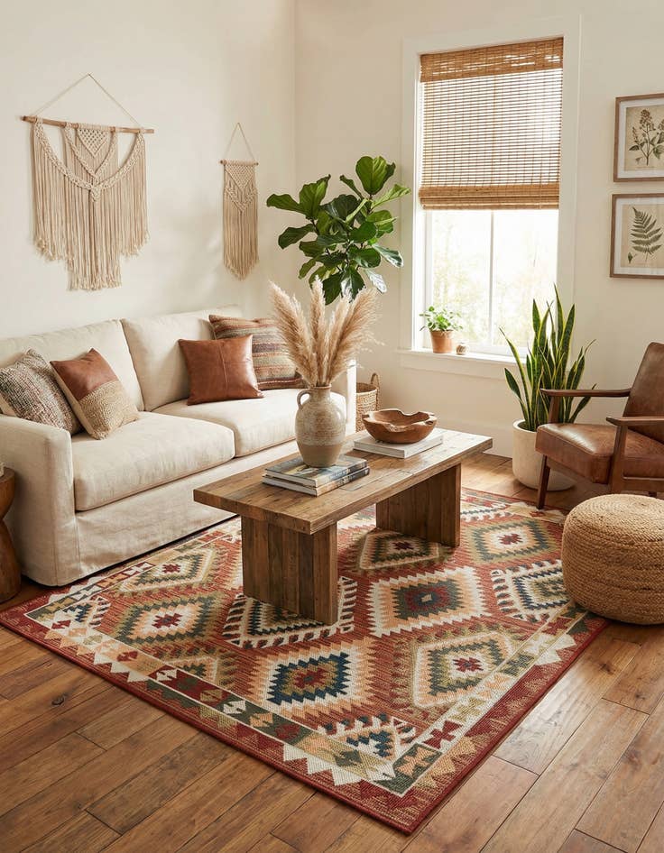 Detail image of 7' 10 x 7' 10  Washable Baja Indoor / Outdoor Square Rug