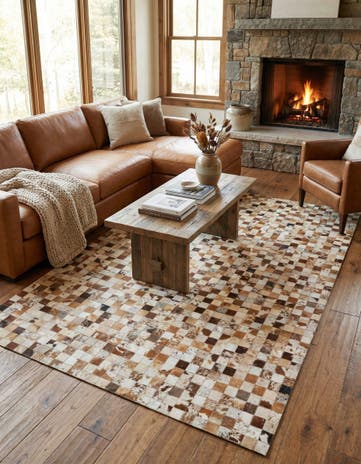 5' 1 x 8' Cowhide Leather Rug