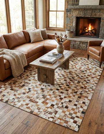 5' 1 x 8' Cowhide Leather Rug