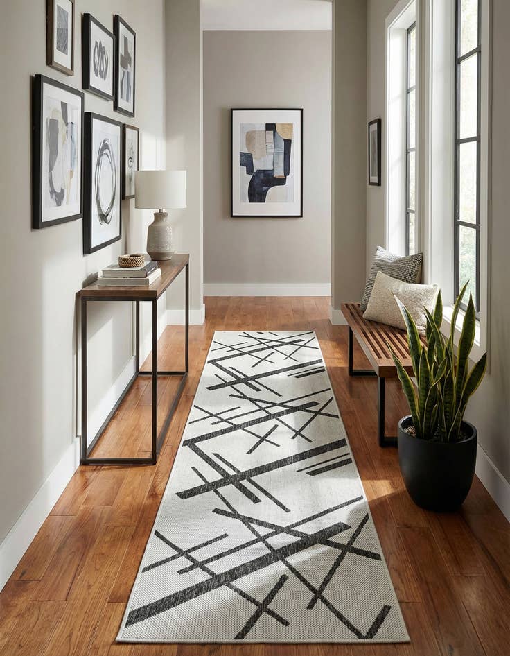 Detail image of 2' x 8'  Washable Modern Indoor / Outdoor Runner Rug