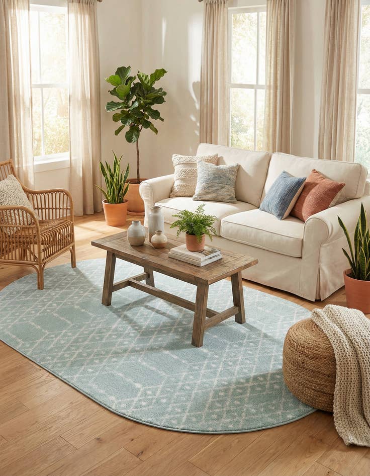 Detail image of  5' 3 x 8' Paxon Trellis Oval Rug