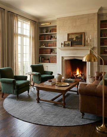 Earl Grey Hand Woven Jill Zarin English Manor Wool Round Rug