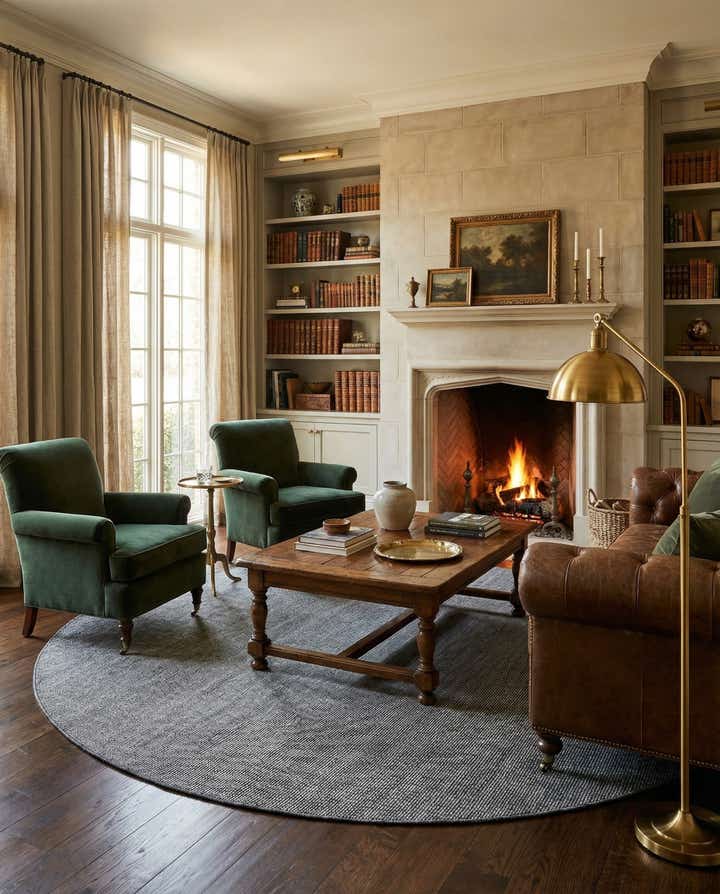 7' 10 x 7' 10 Hand Woven Jill Zarin English Manor Wool Round Rug