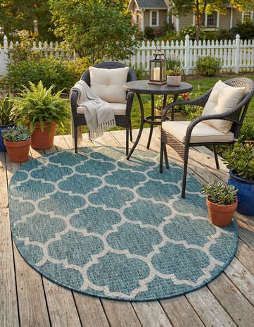 3' x 5' 3 Easy-Clean Trellis Indoor / Outdoor Oval Rug
