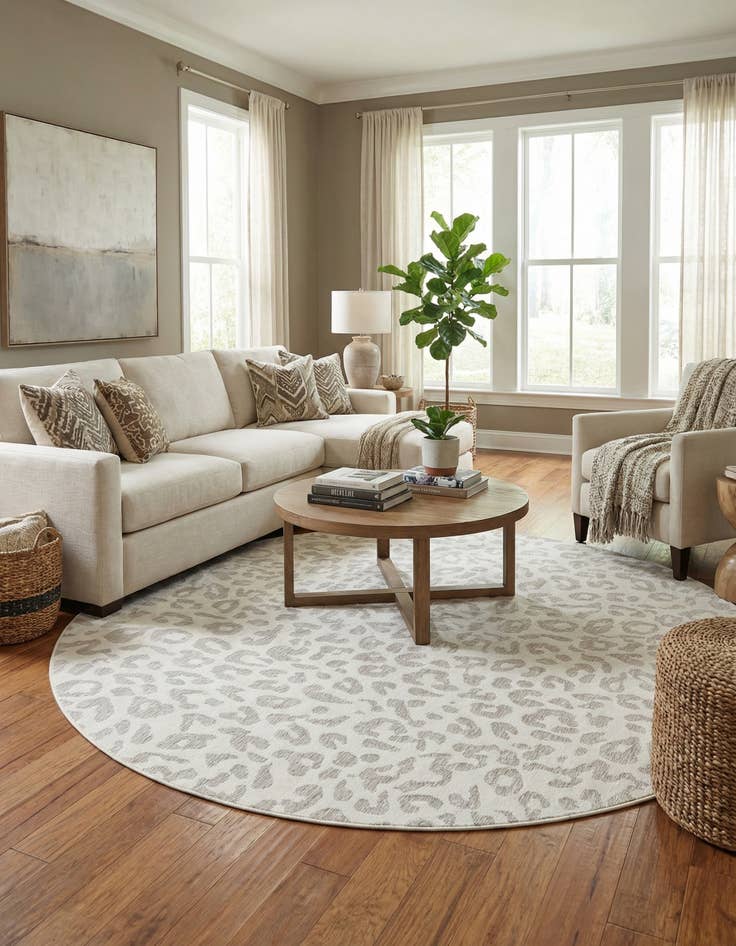 Detail image of 10' x 10'  Washable Safari Indoor / Outdoor Round Rug