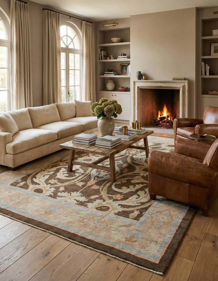 Detail image of 10' 5 x 15'  Hand Knotted Oushak Wool Rug