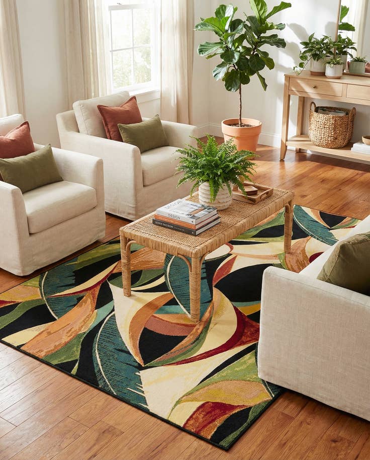 Detail image of 6' x 9' Easy-Clean Botanical Indoor / Outdoor Rug