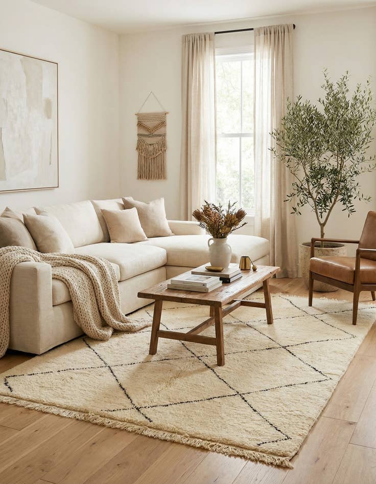 Detail image of 6' 10 x 10'  Hand Knotted Moroccan Wool Rug