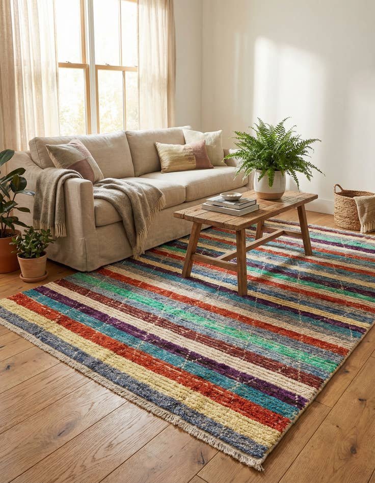 Detail image of 5' 7 x 8' 2  Hand Knotted Moroccan Wool Rug