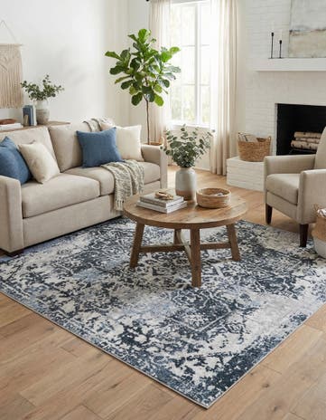 Navy Blue Kamala Washable Square Rug