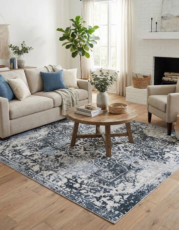 Navy Blue Kamala Washable Square Rug