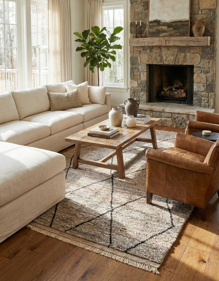 Detail image of 6' 5 x 10' 4  Hand Knotted Moroccan Wool Rug