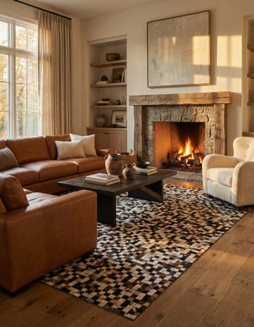 8' 2 x 10' Cowhide Leather Rug