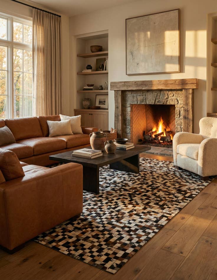 Detail image of  8' 2 x 10' Cowhide Leather Rug