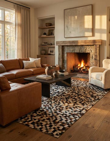 8' 2 x 10' Cowhide Leather Rug