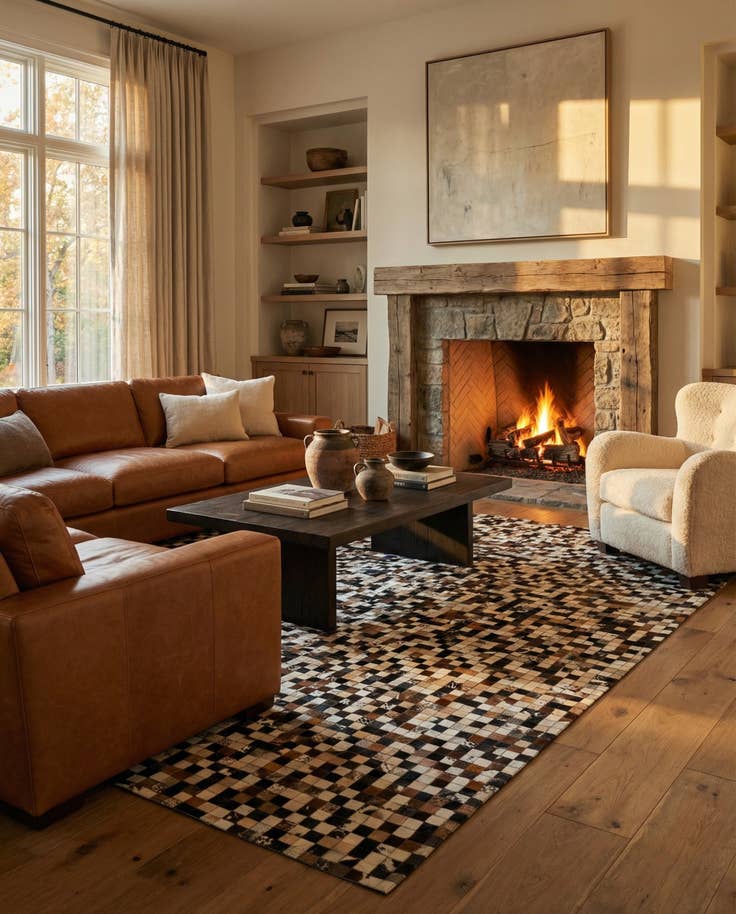 Detail image of 8' 2 x 10' Cowhide Leather Rug