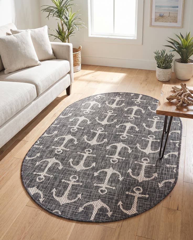 Detail image of 3' x 5' 3 Easy-Clean Coastal Indoor / Outdoor Oval Rug