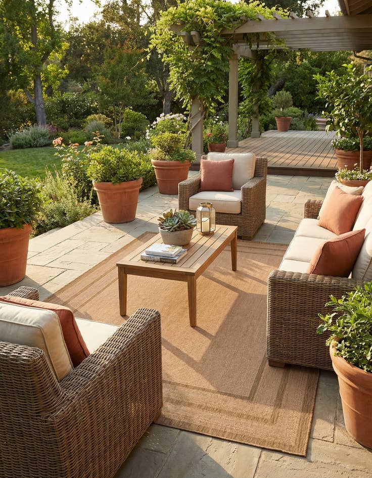Detail image of 7' x 10' Easy-Clean Border Indoor / Outdoor Rug