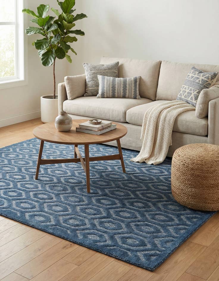 Detail image of 7' 10 x 10'  Washable Trellis Textured Indoor / Outdoor Rug