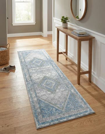 Gray Green Kamala Washable Runner Rug