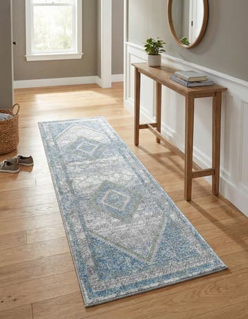 Gray Green Kamala Washable Runner Rug